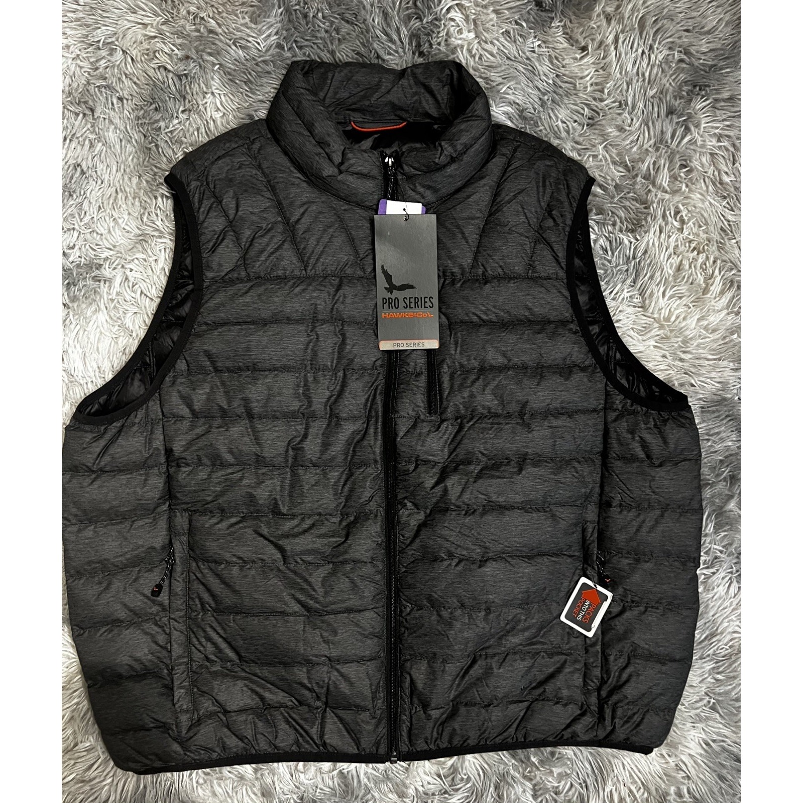 Hawke & Co Outfitter Mens 2xl Gray Packable Down Blend Puffer Vest New